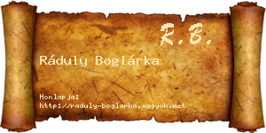 Ráduly Boglárka névjegykártya